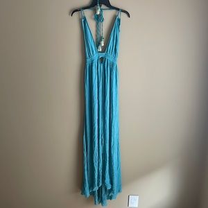Free People Aqua Blue Bohemian Dress Size L